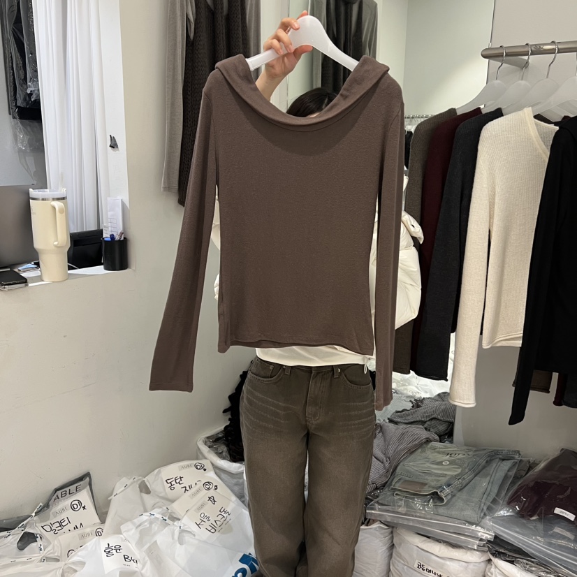AUBE東大門㊣實拍女裝新品熱賣職業真品休閑時尚25秋冬長袖T恤AUBE長袖T恤圖色2