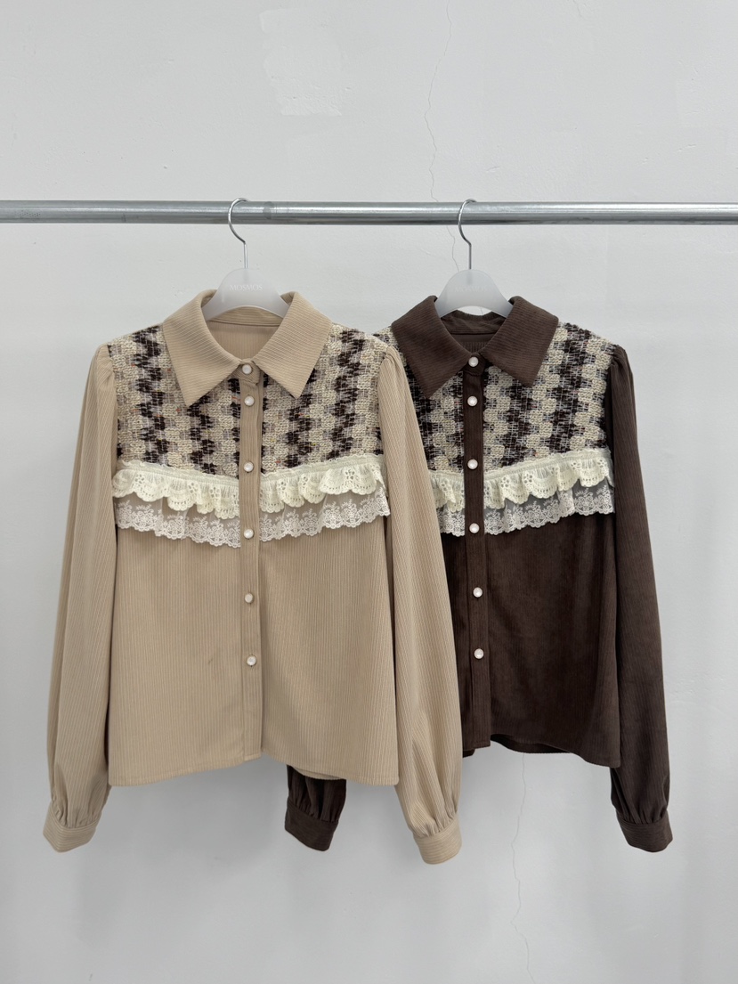 MOSMOS韓國代購㊣女士新款熱賣真品25秋冬職業推薦襯衫蕾絲衫MOSMOS襯衫/蕾絲衫