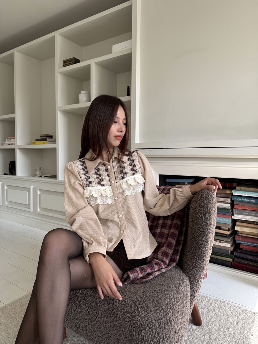 MOSMOS韓國代購㊣女士新款熱賣真品25秋冬職業推薦襯衫蕾絲衫MOSMOS襯衫/蕾絲衫