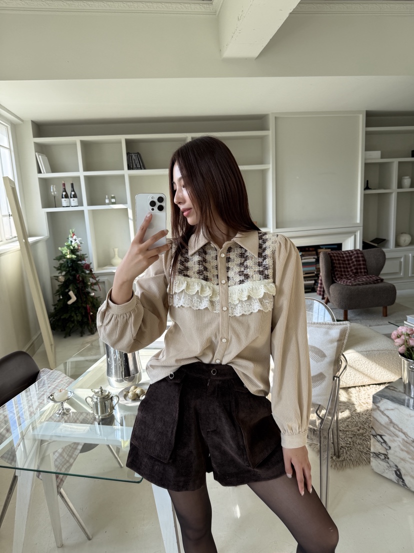 MOSMOS韓國代購㊣女士新款熱賣真品25秋冬職業推薦襯衫蕾絲衫MOSMOS襯衫/蕾絲衫