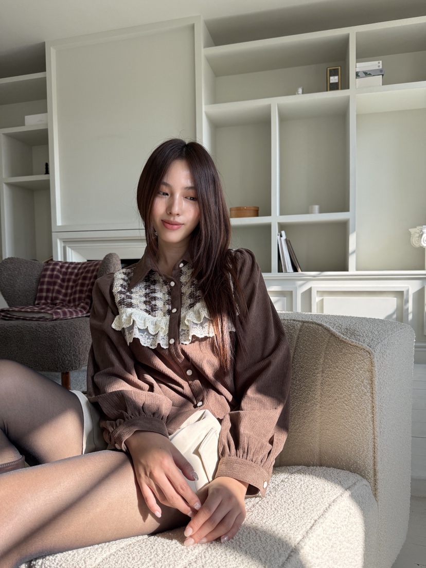 MOSMOS韓國代購㊣女士新款熱賣真品25秋冬職業推薦襯衫蕾絲衫MOSMOS襯衫/蕾絲衫