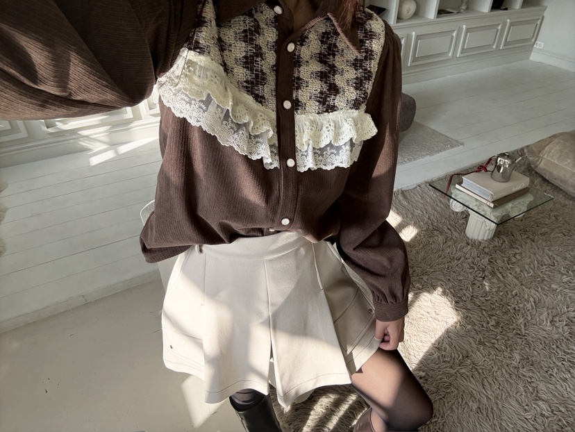 MOSMOS韓國代購㊣女士新款熱賣真品25秋冬職業推薦襯衫蕾絲衫MOSMOS襯衫/蕾絲衫