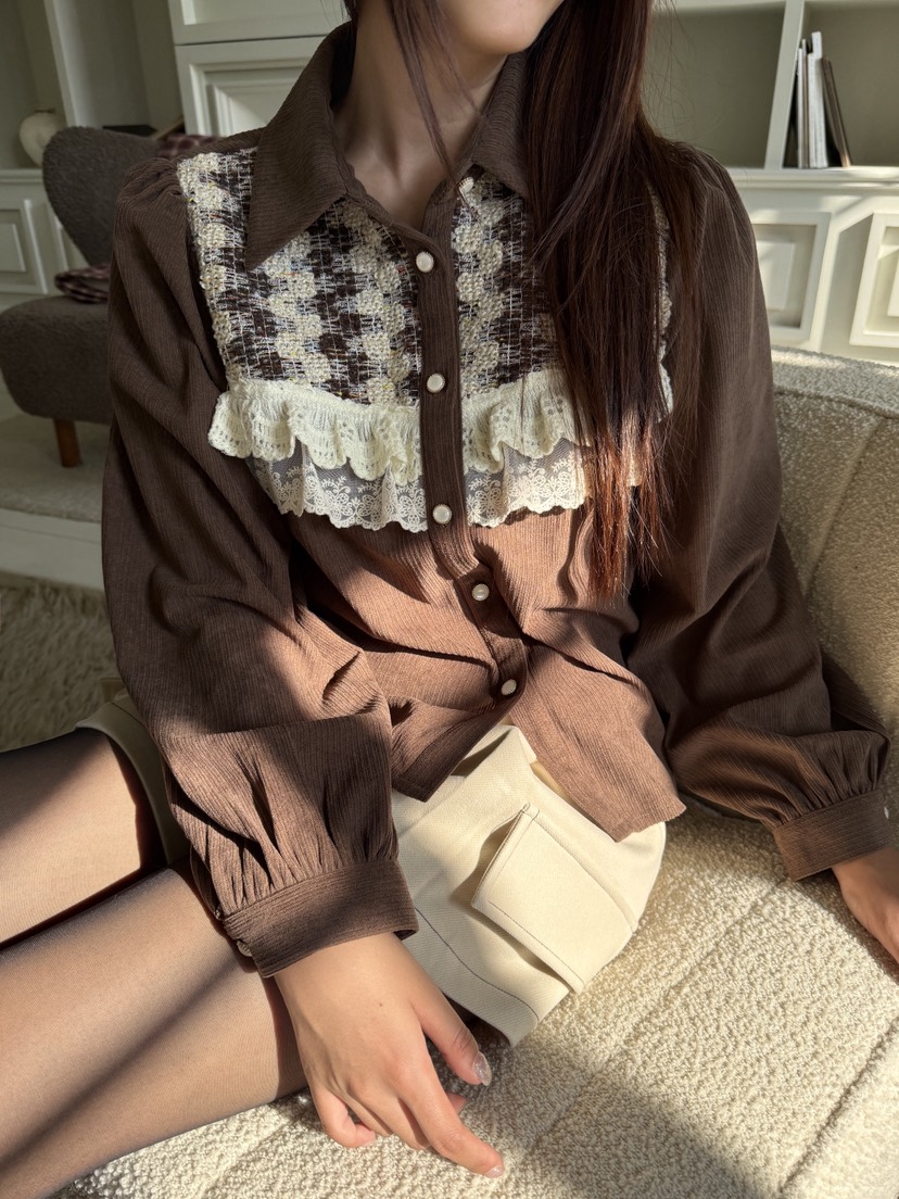 MOSMOS韓國代購㊣女士新款熱賣真品25秋冬職業推薦襯衫蕾絲衫MOSMOS襯衫/蕾絲衫