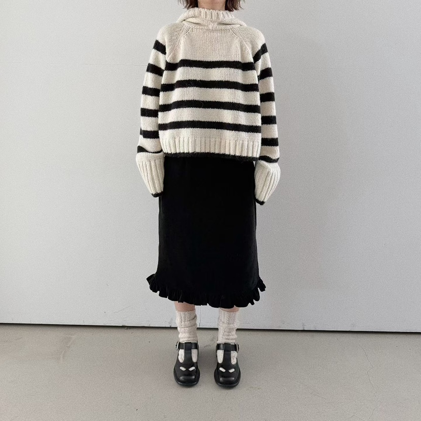 OLI SEOUL東大門㊣直郵女士新品職業半身裙中短裙天鵝絨圓點裙OLI SEOUL半身裙/中短裙