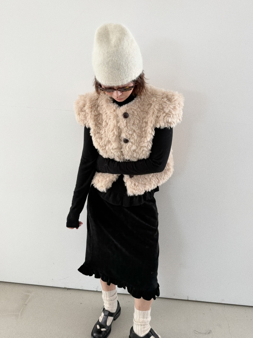 OLI SEOUL東大門㊣直郵女士新品職業半身裙中短裙天鵝絨圓點裙OLI SEOUL半身裙/中短裙