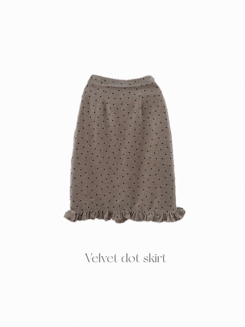 OLI SEOUL東大門㊣直郵女士新品職業半身裙中短裙天鵝絨圓點裙OLI SEOUL半身裙/中短裙圖色1