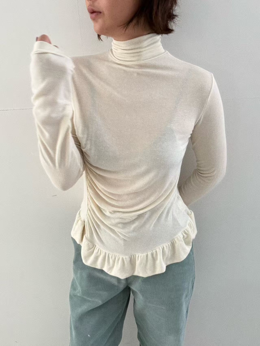 OLI SEOUL東大門㊣直郵女士新款時尚25秋冬休閑長袖T恤褶皺OLI SEOUL長袖T恤