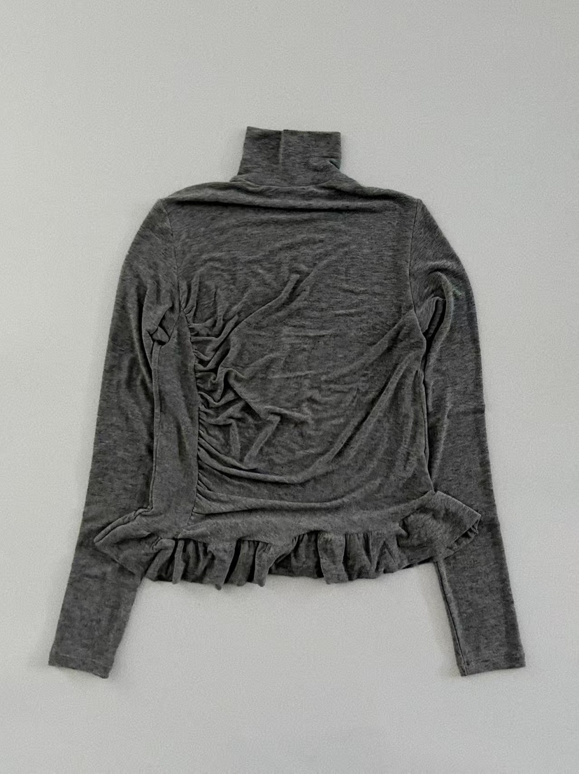 OLI SEOUL東大門㊣直郵女士新款時尚25秋冬休閑長袖T恤褶皺OLI SEOUL長袖T恤圖色3