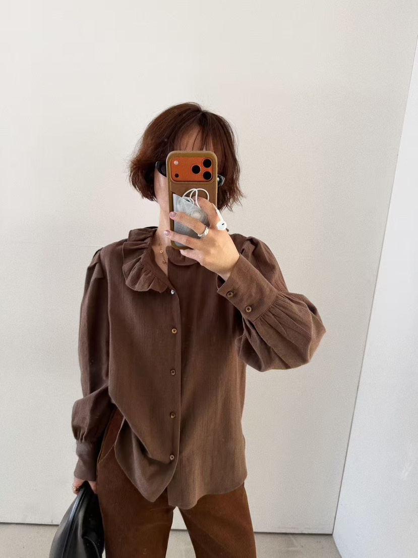 OLI SEOUL韓國直郵㊣女裝新款時尚推薦25秋冬職業襯衫蕾絲衫OLI SEOUL襯衫/蕾絲衫