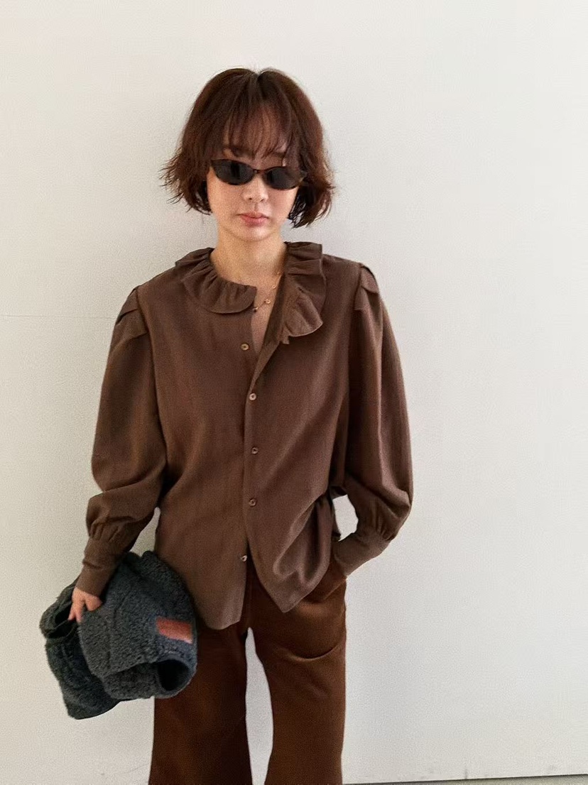 OLI SEOUL韓國直郵㊣女裝新款時尚推薦25秋冬職業襯衫蕾絲衫OLI SEOUL襯衫/蕾絲衫