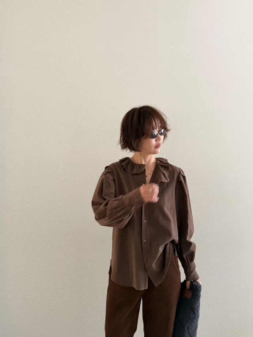 OLI SEOUL韓國直郵㊣女裝新款時尚推薦25秋冬職業襯衫蕾絲衫OLI SEOUL襯衫/蕾絲衫