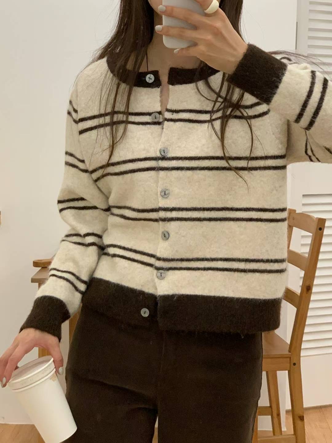 TDOUBLEJ韓國代購㊣女士新款25秋冬人氣推薦時尚職業針織衫TDOUBLEJ針織衫圖色1