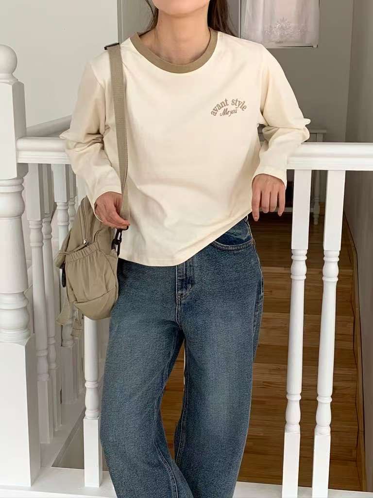 TDOUBLEJ東大門㊣實拍女裝新款人氣時尚熱賣推薦長袖T恤刺繡TDOUBLEJ長袖T恤圖色2