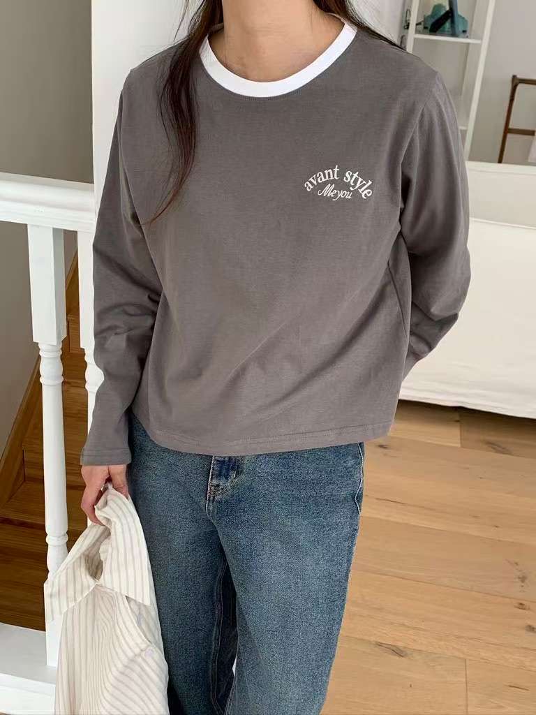 TDOUBLEJ東大門㊣實拍女裝新款人氣時尚熱賣推薦長袖T恤刺繡TDOUBLEJ長袖T恤圖色3