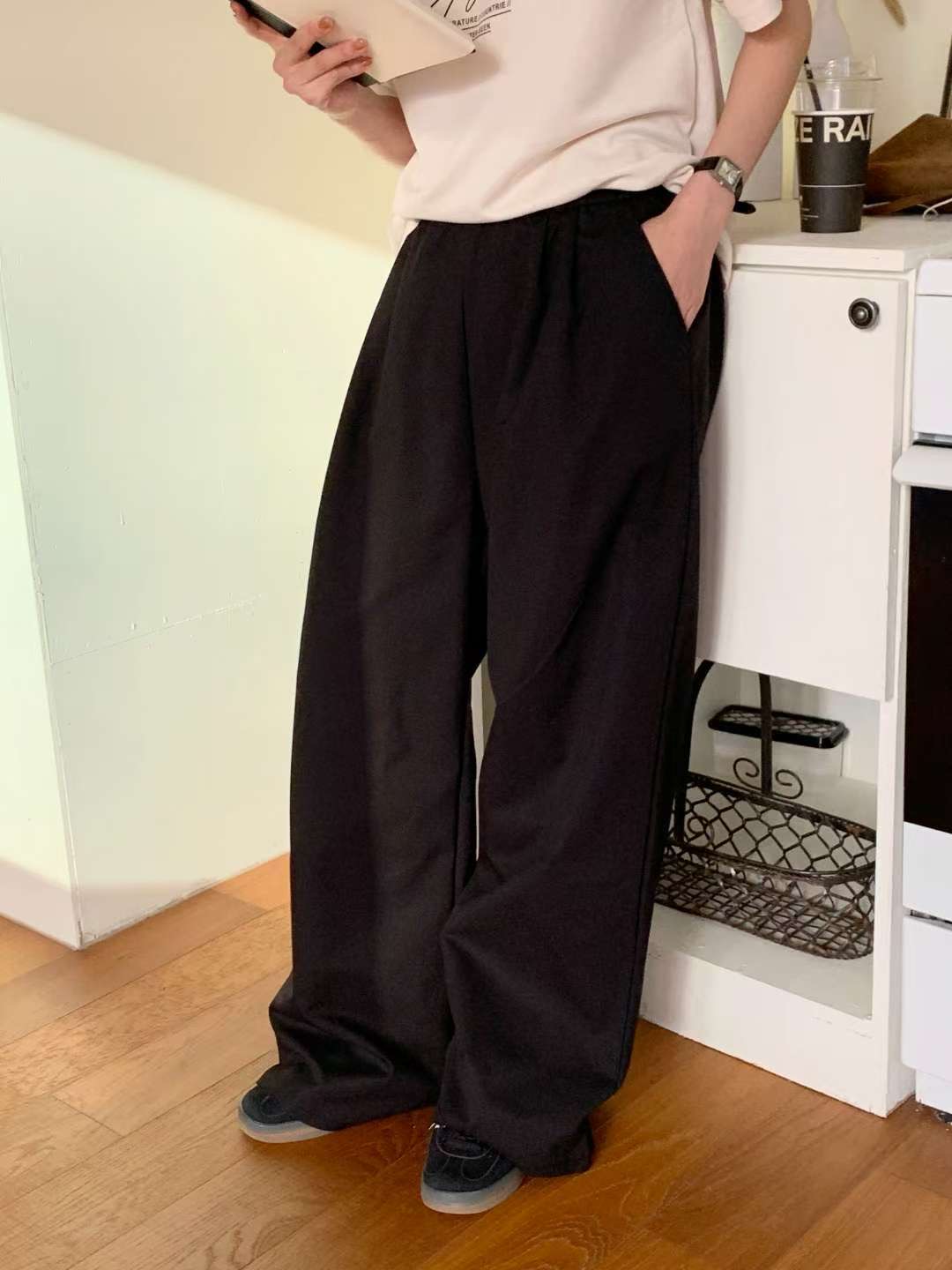 TDOUBLEJ韓國代購㊣女士新款休閑熱賣人氣推薦25秋冬休閑褲褶裥TDOUBLEJ休閑褲圖色2