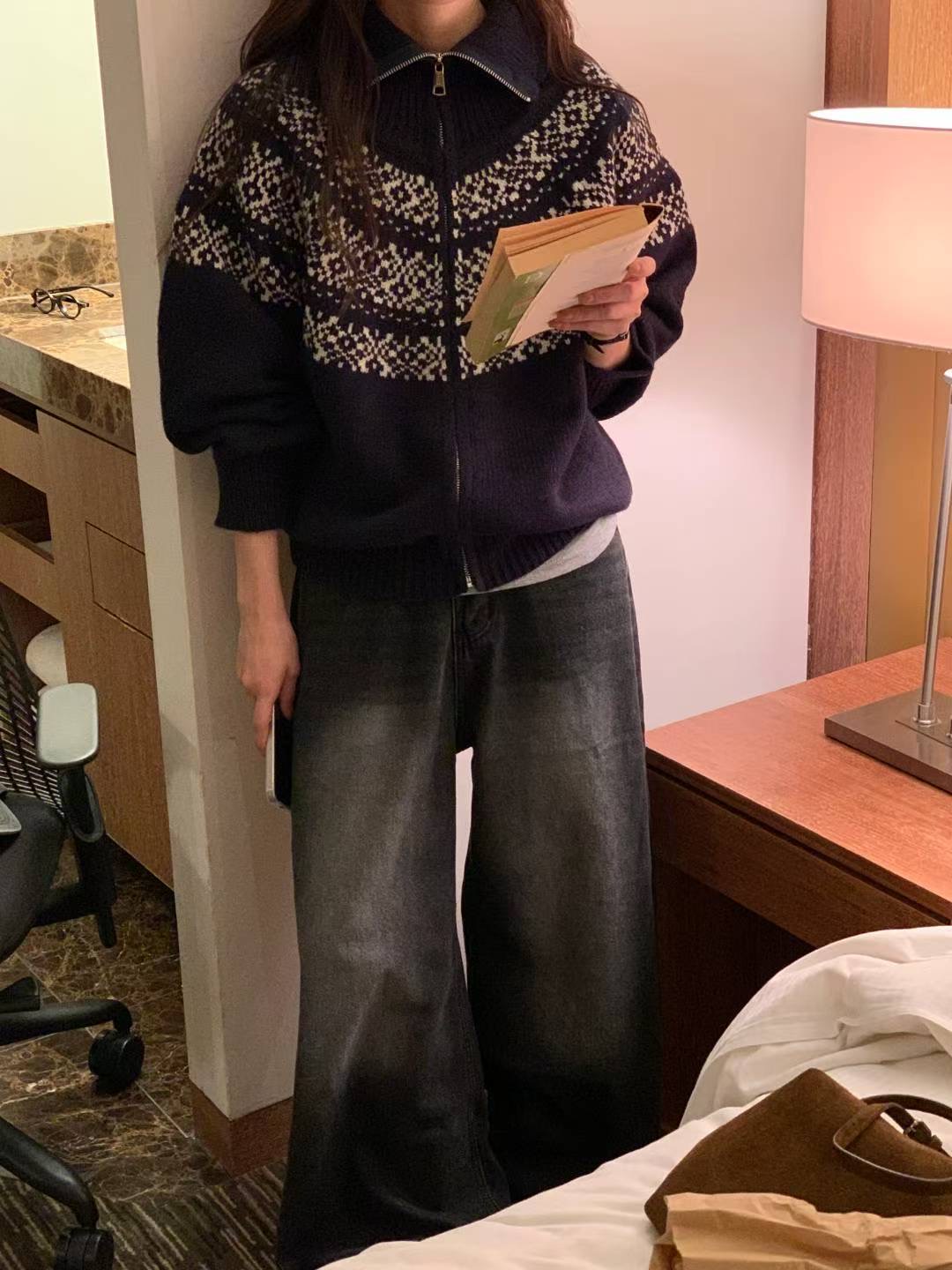 TDOUBLEJ韓國直郵㊣女裝新款時尚25秋冬熱賣人氣針織衫拉鏈TDOUBLEJ針織衫圖色3