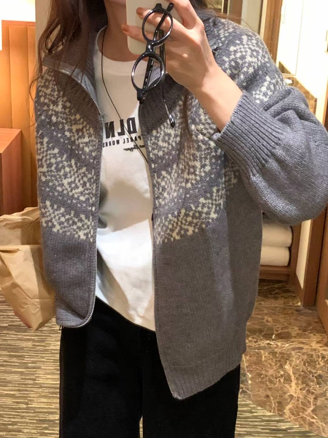 TDOUBLEJ韓國直郵㊣女裝新款時尚25秋冬熱賣人氣針織衫拉鏈TDOUBLEJ針織衫圖色4