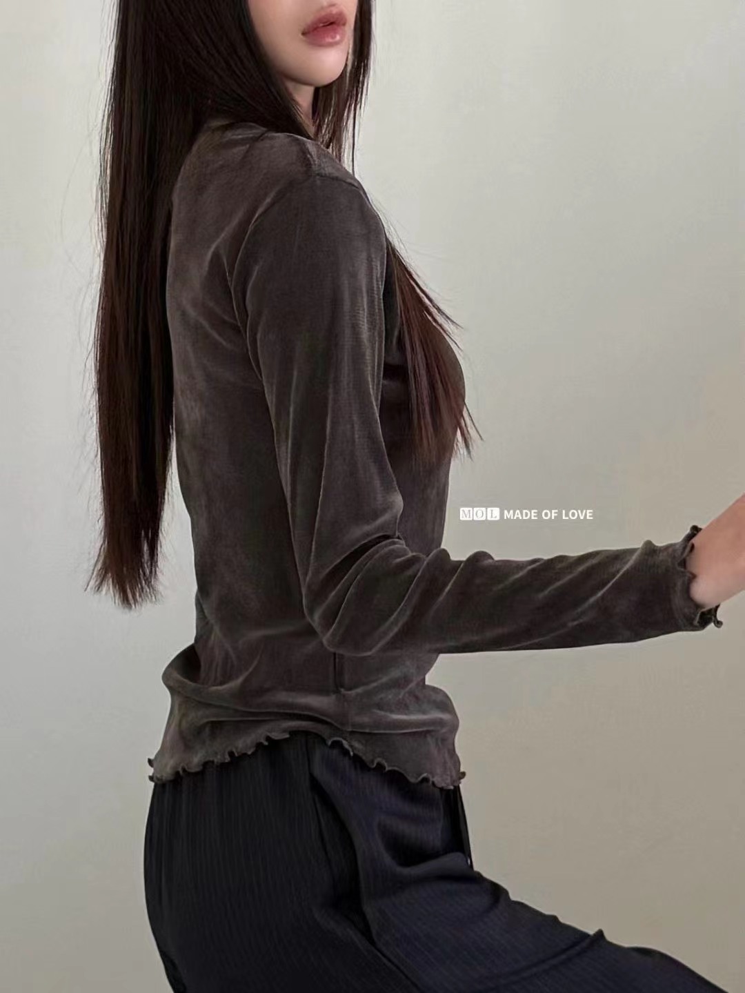 MOL東大門㊣代購女士新款25秋冬休閑職業時尚熱賣人氣長袖T恤MOL長袖T恤