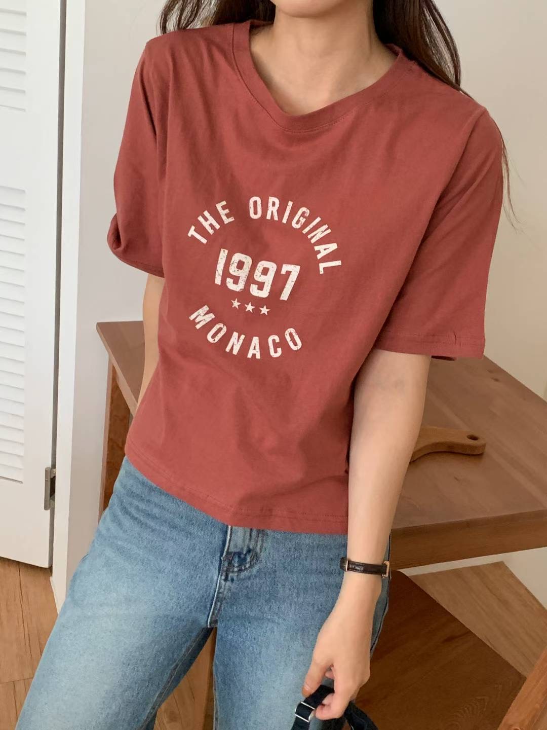 TDOUBLEJ韓國直郵㊣女士新款25秋冬職業熱賣休閑人氣推薦T恤TDOUBLEJT恤圖色4