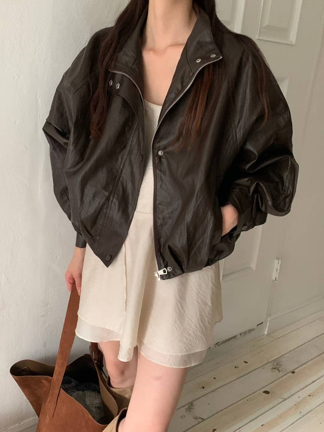 TDOUBLEJ韓國代購㊣女裝新品時尚熱賣25秋冬休閑職業推薦夾克TDOUBLEJ夾克圖色2