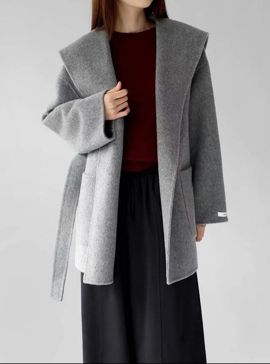 ROOMING-룸잉-T韓國直郵㊣女士新品人氣短款大衣含腰帶手工斗篷披肩ROOMING短款大衣圖色2