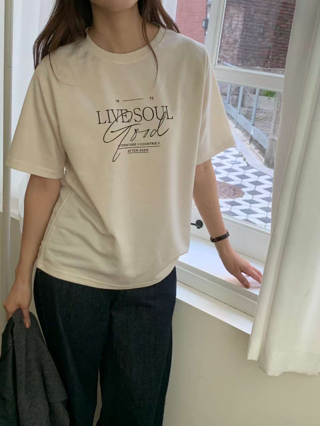 TDOUBLEJ東大門㊣直郵女裝新品時尚熱賣人氣25秋冬推薦休閑T恤TDOUBLEJT恤圖色4