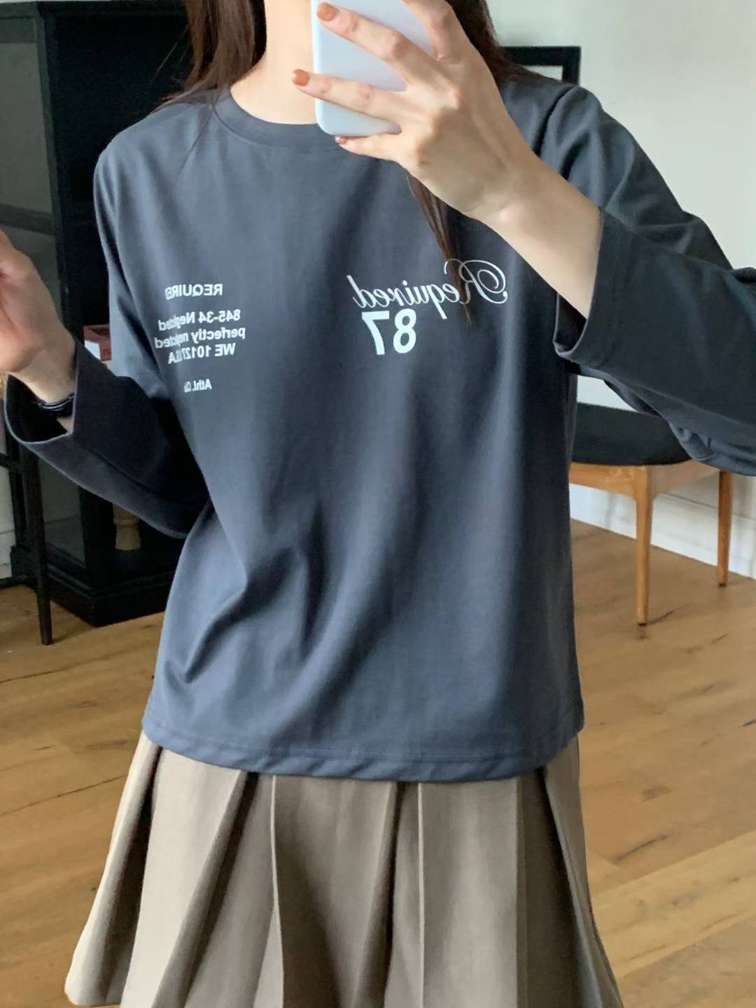 TDOUBLEJ東大門㊣代購女裝新款推薦時尚25秋冬職業長袖T恤短款TDOUBLEJ長袖T恤圖色2