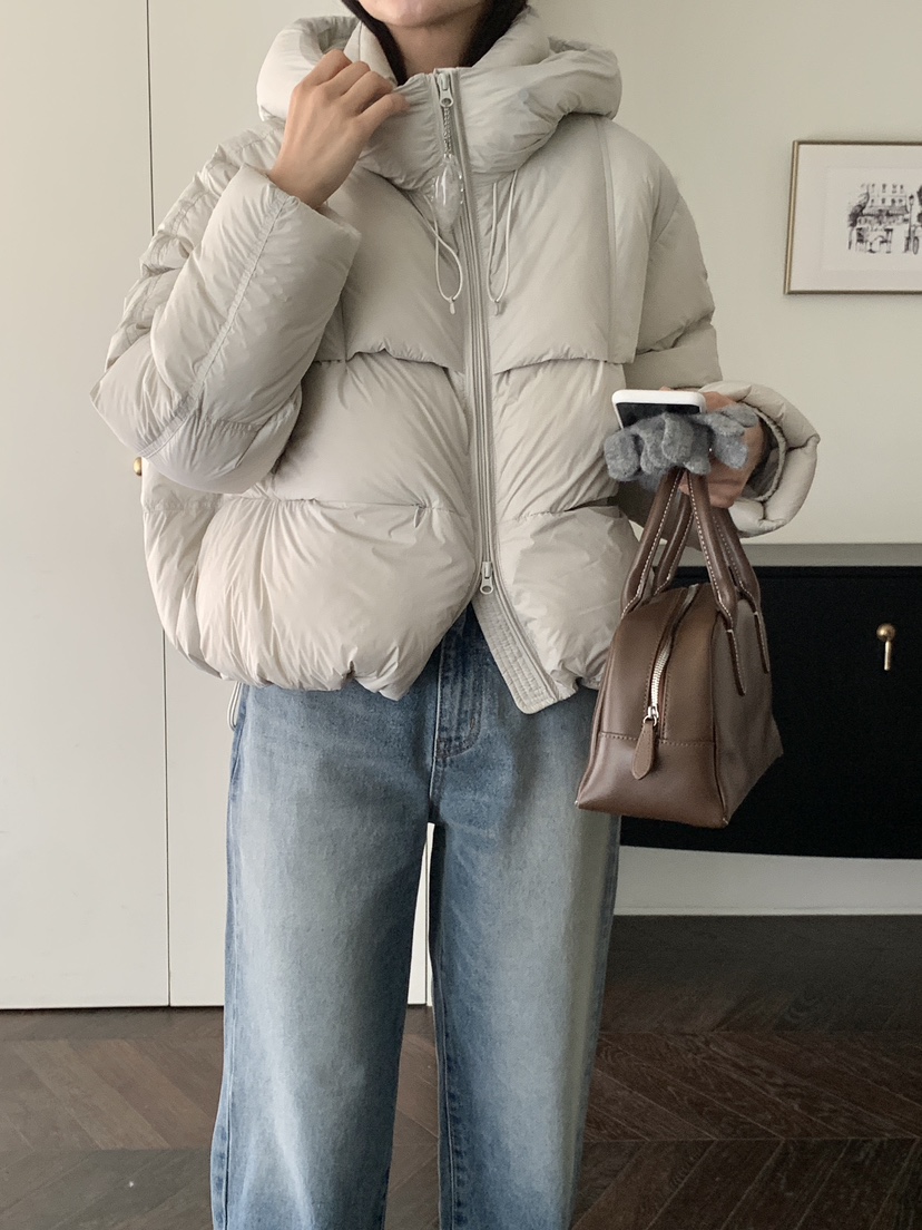 A P-STUDIO韓國代購㊣女士新品休閑時尚人氣短款羽絨服兜帽A P-STUDIO短款羽絨服