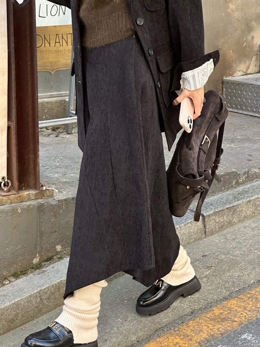 ZEROZERO韓國代購㊣女士新款時尚職業真品休閑長裙復古喇叭ZEROZERO長裙圖色1