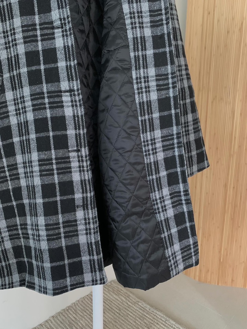 LOVE MY SANTA東大門㊣實拍女士新品人氣25秋冬中長款大衣格紋Santa/LOVE MY SANTA中長款大衣