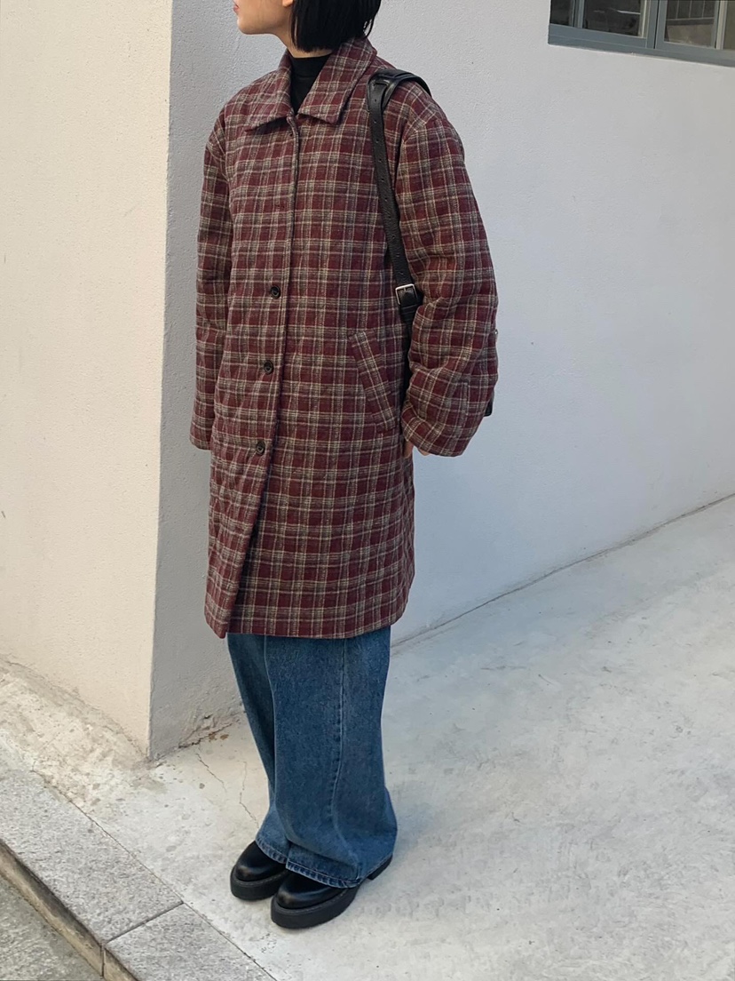 LOVE MY SANTA東大門㊣實拍女士新品人氣25秋冬中長款大衣格紋Santa/LOVE MY SANTA中長款大衣圖色1