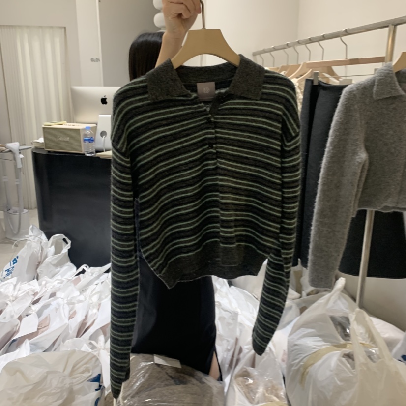 GLOW AND NYMPH韓國代購㊣女士新款真品人氣針織衫單排扣GLOW AND NYMPH針織衫圖色1