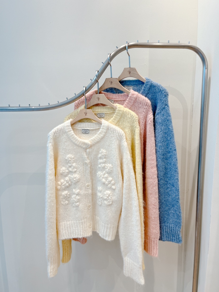 OVE東大門㊣代購女士新款時尚休閑職業熱賣推薦針織衫開襟衫OVE針織衫