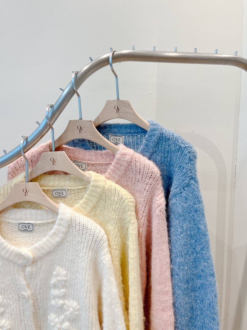 OVE東大門㊣代購女士新款時尚休閑職業熱賣推薦針織衫開襟衫OVE針織衫