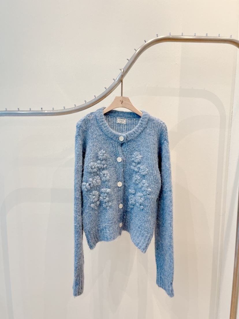 OVE東大門㊣代購女士新款時尚休閑職業熱賣推薦針織衫開襟衫OVE針織衫圖色2