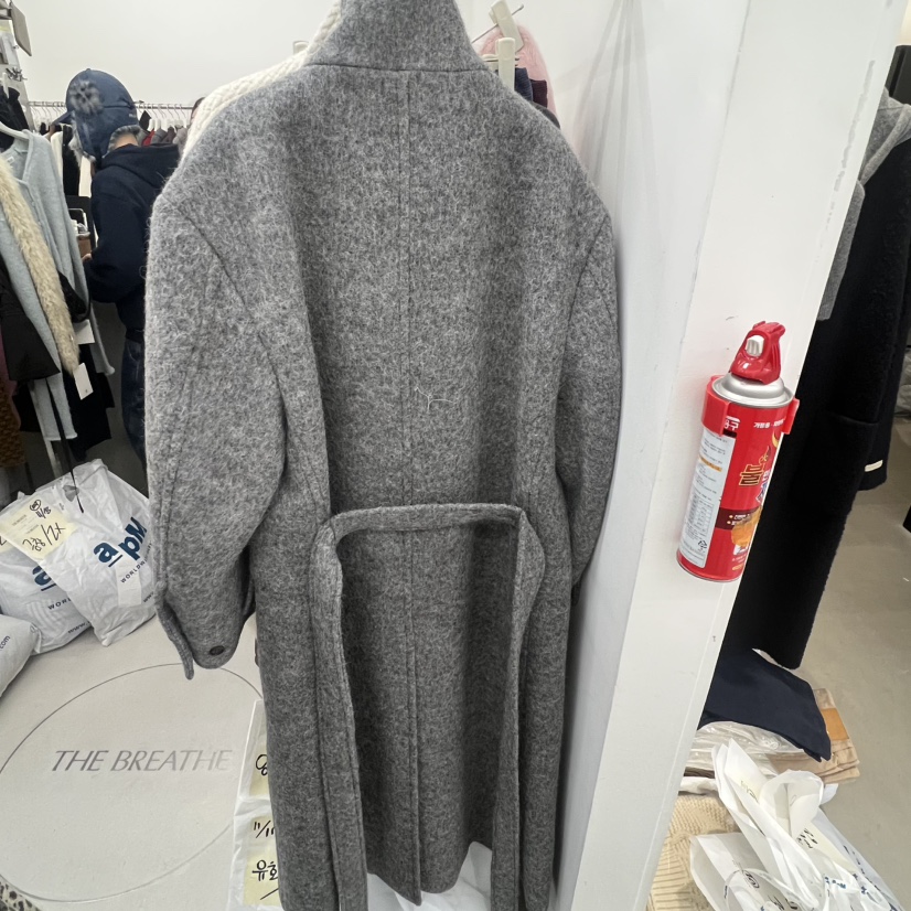 BREATHE東大門㊣實拍女裝新品25秋冬時尚中長款大衣含腰帶羊駝BREATHE中長款大衣
