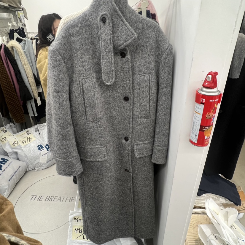 BREATHE東大門㊣實拍女裝新品25秋冬時尚中長款大衣含腰帶羊駝BREATHE中長款大衣圖色1