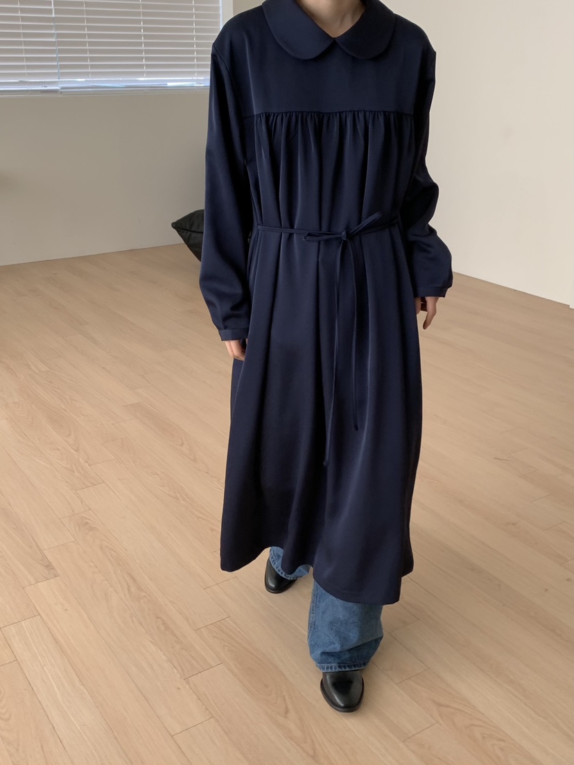 LOVE MY SANTA東大門㊣實拍女士新款真品推薦25秋冬連衣裙褶皺Santa/LOVE MY SANTA連衣裙圖色1藏藍