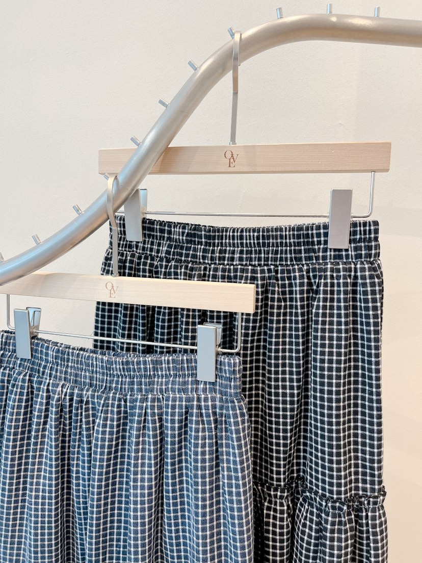 OVE東大門㊣代購女裝新品真品推薦25秋冬職業休閑熱賣長裙格子OVE長裙