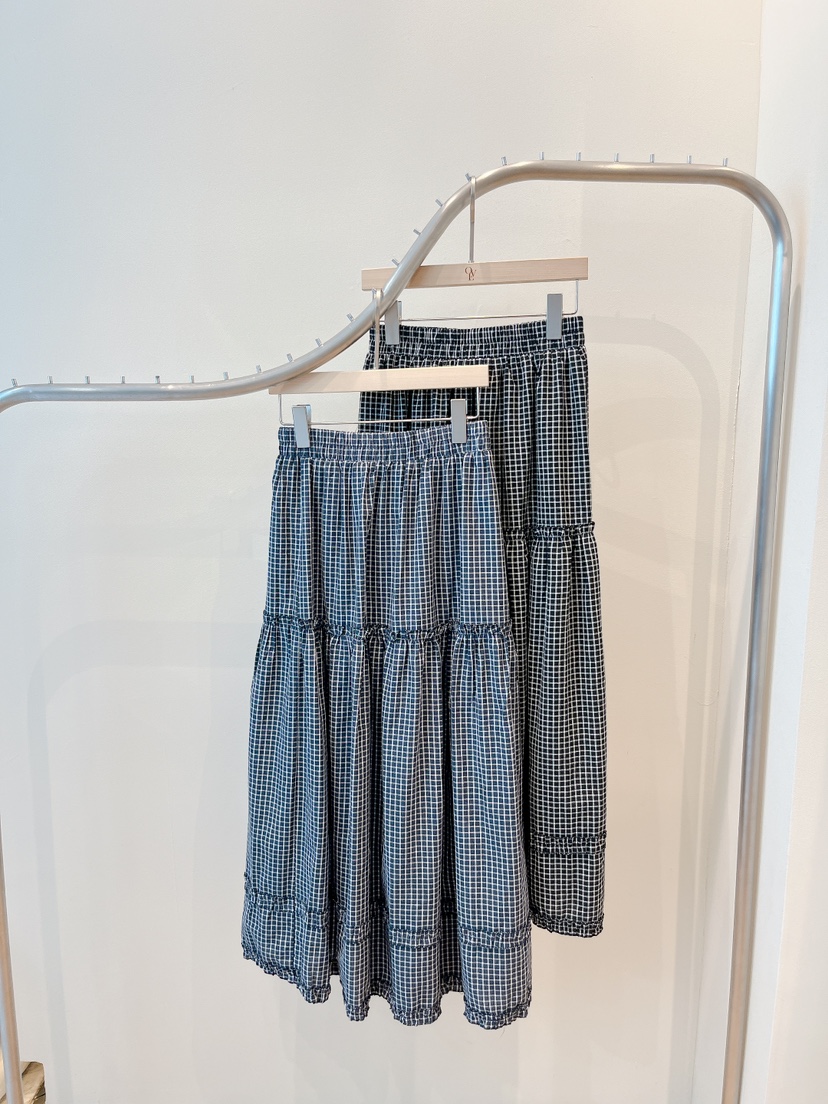 OVE東大門㊣代購女裝新品真品推薦25秋冬職業休閑熱賣長裙格子OVE長裙