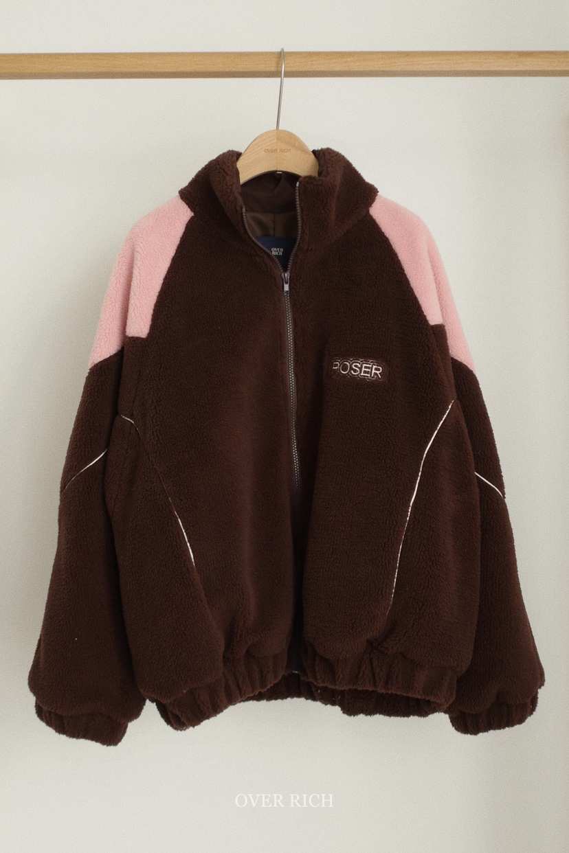 OVER RICH東大門㊣直郵女裝新款休閑熱賣時尚夾克抓絨拉鏈OVER RICH夾克圖色1