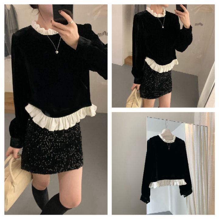 STAY HERE韓國代購㊣女裝新款25秋冬熱賣真品推薦襯衫蕾絲衫STAY HERE襯衫/蕾絲衫