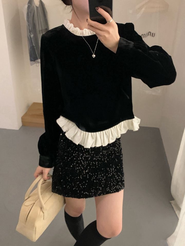 STAY HERE韓國代購㊣女裝新款25秋冬熱賣真品推薦襯衫蕾絲衫STAY HERE襯衫/蕾絲衫圖色1