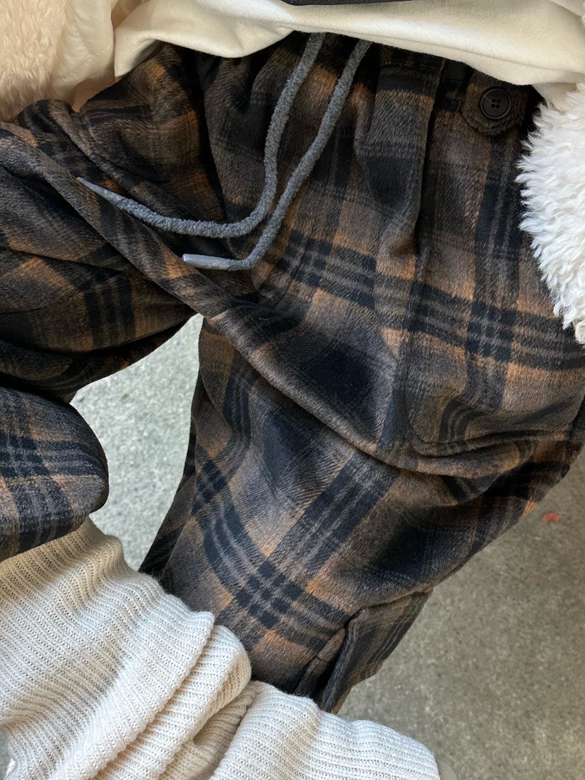 ZEROZERO東大門㊣實拍女裝新款25秋冬休閑褲工裝褲羊毛格紋ZEROZERO休閑褲