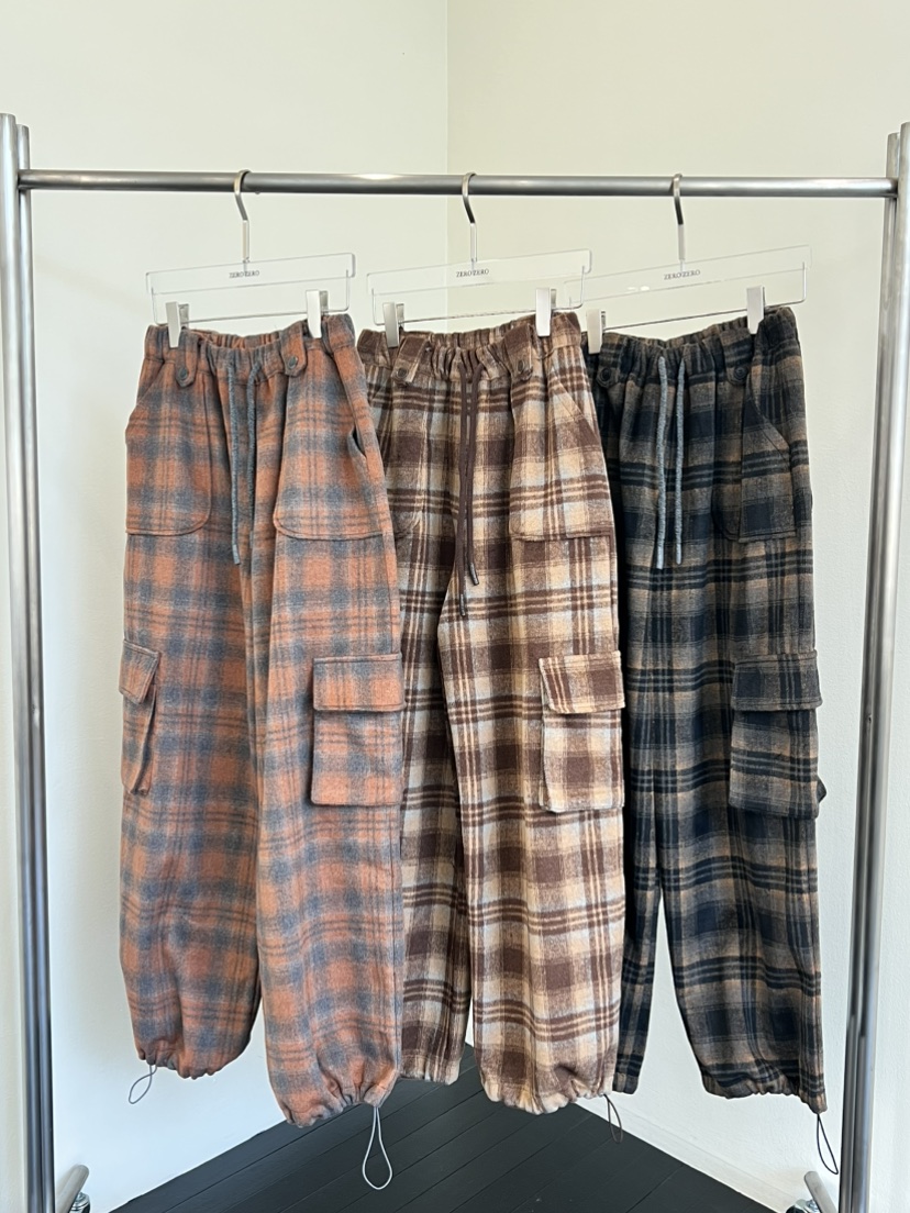 ZEROZERO東大門㊣實拍女裝新款25秋冬休閑褲工裝褲羊毛格紋ZEROZERO休閑褲