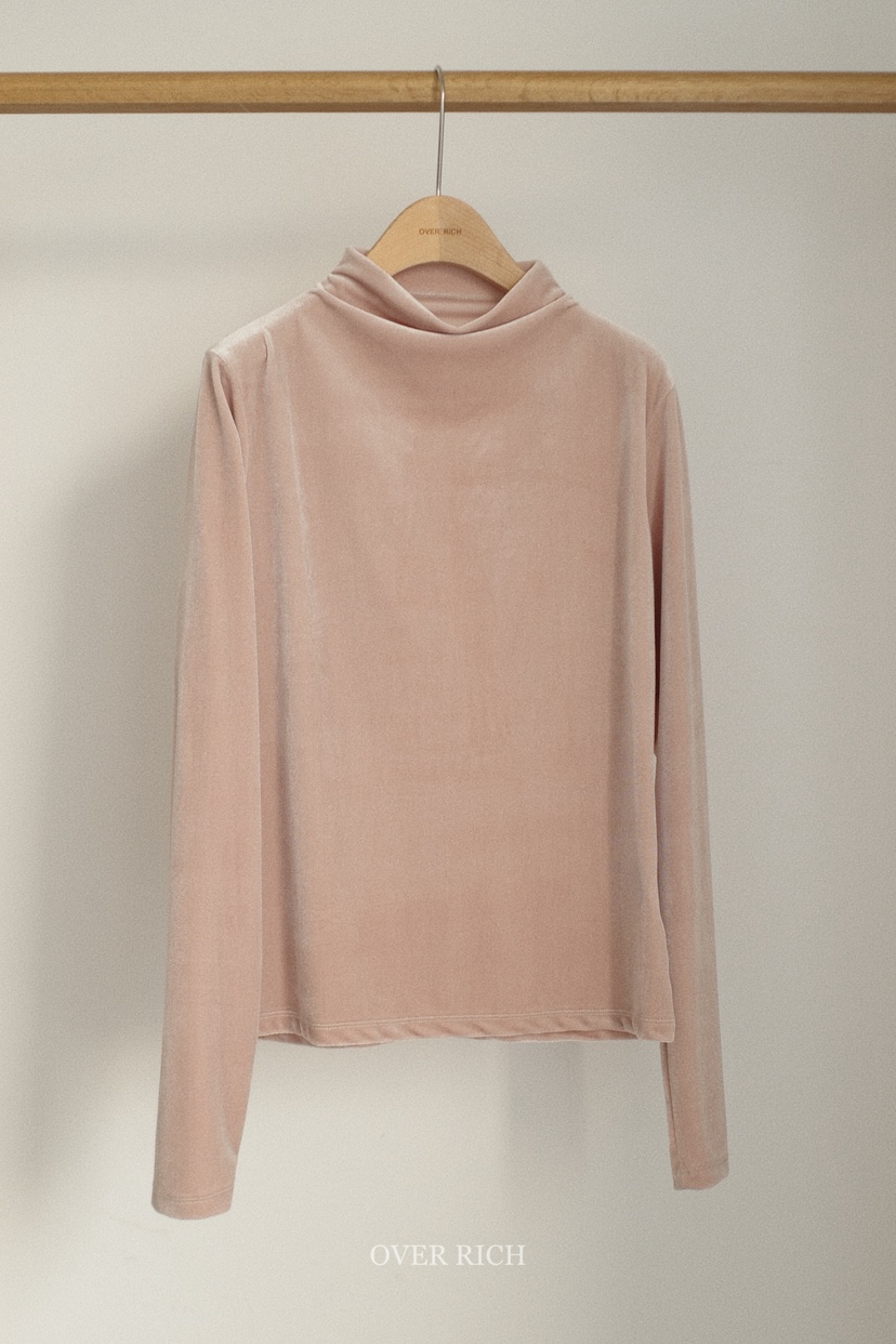 OVER RICH東大門㊣實拍女士新款職業時尚真品長袖T恤天鵝絨OVER RICH長袖T恤圖色1
