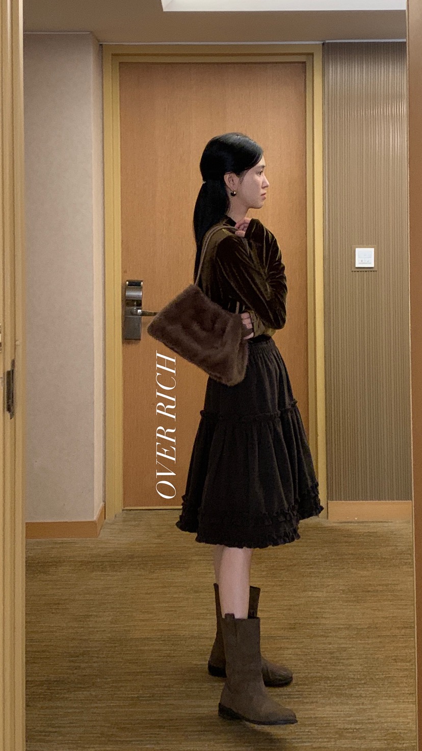 OVER RICH東大門㊣直郵女士新款人氣推薦半身裙中短裙羊毛OVER RICH半身裙/中短裙