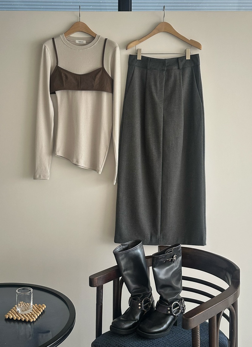 BYRING韓國直郵㊣女士新品人氣真品25秋冬休閑職業推薦長裙BYRING長裙