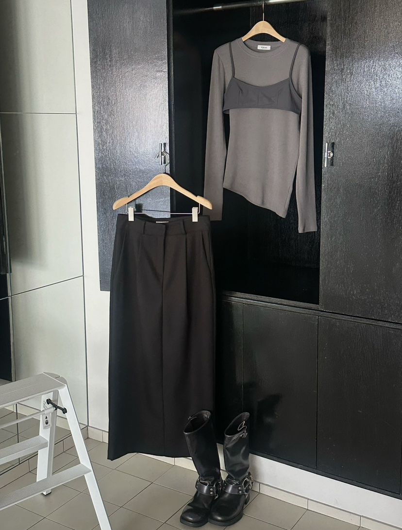 BYRING韓國直郵㊣女士新品人氣真品25秋冬休閑職業推薦長裙BYRING長裙