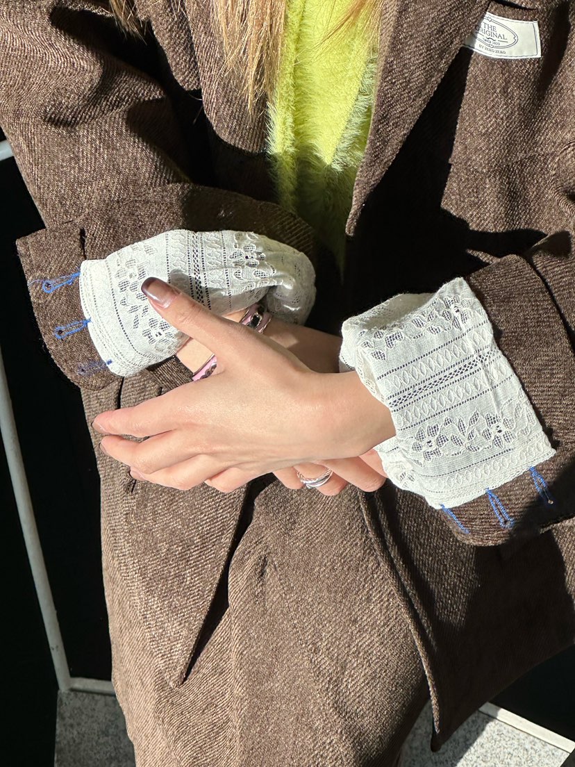 ZEROZERO韓國代購㊣女裝新款時尚職業熱賣人氣夾克復古蕾絲ZEROZERO夾克